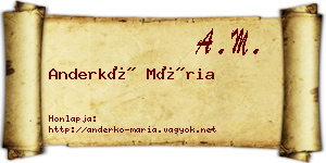 Anderkó Mária névjegykártya